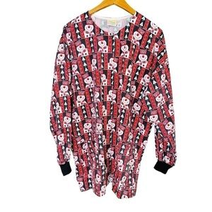 Tafford Christmas Snowman & Trees Long Sleeve Red Scrub Jacket Women's Size XL